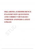 OKLAHOMA JURISPRUDENCE EXAM REVIEW QUESTIONS AND CORRECT DETAILED &sol; VERIFIED ANSWERS LATEST UPDATE