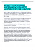 NCAA RECRUITING EXAM QUESTIONS WITH CORRECT ANSWERS &lpar;VERIFIED ANSWERS&rpar; 