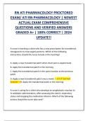 RN ATI PHARMACOLOGY PROCTORED  EXAM&sol; ATI RN PHARMACOLOGY &vert; NEWEST ACTUAL EXAM COMPREHENSIVE  QUESTIONS AND VERIFIED ANSWERS  GRADED A&plus; &vert; 100&percnt; CORRECT &vert; 2024  UPDATE&excl;&excl;