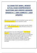 CLC EXAM TEST BANK &vert; NEWEST  ACTUAL EXAM COMPREHENSIVE  QUESTIONS AND VERIFIED ANSWERS  GRADED A&plus; &vert; 100&percnt; CORRETCT &vert; 2024  UPDATE&excl;&excl;