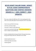 NCLEX HEART FAILURE EXAM &vert; NEWST  ACTUAL EXAM COMPREHENSIVE  QUESTIONS AND VERIFIED ANSWERS  GRADED A&plus; &vert; 100&percnt; CORRECT &vert; 2024  UPDATE&excl;&excl;