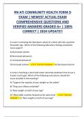 RN ATI COMMUNITY HEALTH FORM D  EXAM &vert; NEWEST ACTUAL EXAM  COMPREHENSIVE QUESTIONS AND  VERIFIED ANSWERS GRADED A&plus; &vert; 100&percnt;  CORRECT &vert; 2024 UPDATE&excl;&excl;