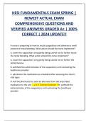 HESI FUNDAMENTALS EXAM SPRING &vert;  NEWEST ACTUAL EXAM  COMPREHENSIVE QUESTIONS AND  VERIFIED ANSWERS GRADED A&plus; &vert; 100&percnt;  CORRECT &vert; 2024 UPDATE&excl;&excl;