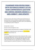PULMONARY ROSH REVIEW EXAM &vert; &lpar;WITH RATIONALES&rpar; NEWEST ACTUAL  EXAM COMPREHENSIVE QUESTIONS  AND VERIFIED ANSWERS GRADED A&plus; &vert;  100&percnt; CORRECT &vert; 2024 UPDATE&excl;&excl;