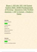Exam 1&colon; NU136 &sol; NU 136 &lpar;Latest Update 2025 &sol; 2026&rpar; Fundamentals of Nursing &vert; Questions with Verified Answers &vert; 100 &percnt; Correct &vert; Grade A - Galen