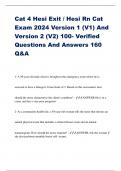 Cat 4 Hesi Exit &sol; Hesi Rn Cat Exam 2024 Version 1 &lpar;V1&rpar; And Version 2 &lpar;V2&rpar; 100- Verified Questions And Answers 160 Q&A