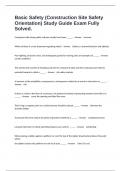 Basic Safety &lpar;Construction Site Safety Orientation&rpar; Study Guide Exam Fully Solved&period;