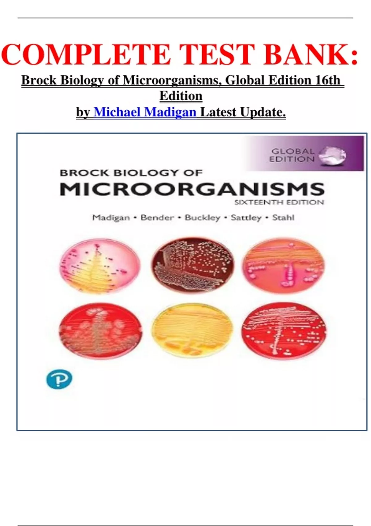 Complete Test Bank Brock Biology Of Microorganisms Global Edition
