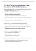 NC BLET Orientation Revision Exam Questions 100&percnt; Well Answered&period;