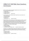 CWRU PLCY 399 FINAL Exam Questions And Answers