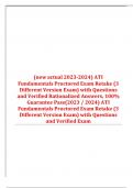 &lpar;new actual2023- 2024&rpar; ATI Fundamentals Proctored Exam Retake &lpar;3 Different Version Exam&rpar; with Questions and Verified Rationalized Answers&comma; 100&percnt; Guarantee Pass&period;