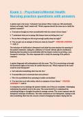 Exam 1 - PsychiatricMental Health Nursing practice questions with answers
