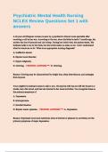 Psychiatric Mental Health Nursing NCLEX Review Questions Set 1 with answers