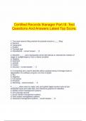 Certified Records Manager Part III&colon; Test Questions And Answers Latest Top Score&period;
