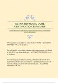 AETNA INDIVIDUAL CORE CERTIFICATION EXAM 2025 WITH GUARANTEED ACCURATE ANSWERS