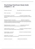 Psychology Final Exam Study Guide Chapters 1 - 15 Complete Actual Questions With Answers Well Elaborated&period;