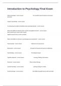 Introduction to Psychology Final Exam With Fully Solved Questions Graded A&plus;&period;