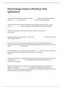Psychology Exam 3 Practice Test Questions And Correct Detailed Verified Answers Guaranteed Pass&period;