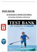 Complete Test Bank - An Invitation to Health 21st Edition - Lisa Tunks&comma; All Chapters 1 to 20 Covered