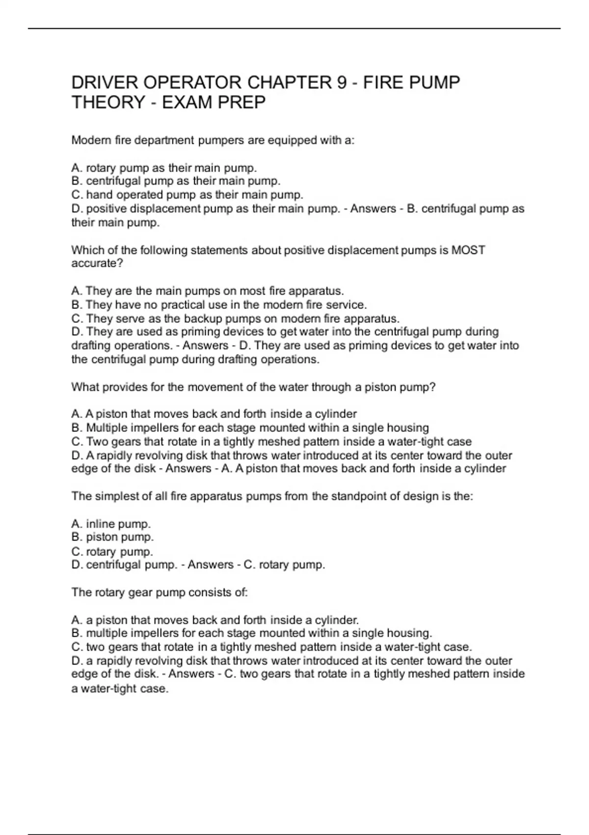 DRIVER OPERATOR CHAPTER 9 - FIRE PUMP THEORY - EXAM PREP - COLUMBUS ...
