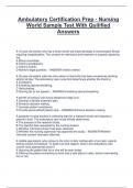 Ambulatory Certification Prep - Nursing  World Sample Test With Quilified  Answers 2025-2026