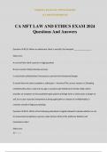 CA MFT LAW AND ETHICS EXAM 2024 Questions And Answers