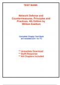 Test Bank for Network Defense and Countermeasures&comma; Principles and Practices&comma; 4th Edition by William Easttom - 2025 Published &lpar;All Chapters included&rpar;