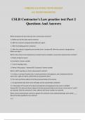 CSLB Contractor's Law practice test Part 2 Questions And Answers
