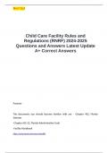 Child Care Facility Rules and Regulations &lpar;RNRF&rpar; 2024-2025 Questions and Answers Latest Update A&plus; Correct Answers