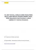 FL DCF 40 Hrs&comma; CHILD CARE FACILITIES RULE AND REGULATIONS &lpar;RNRF&rpar; 2024-2025 Questions and Answers Latest Update A&plus; Correct Answers