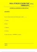  ISSA PTR253 EXERCISE THERAPY QUESTIONS  AND ANSWERS 2024
