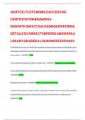 TCIC&sol;TLETS MOBILE ACCESS RE-CERTIFICATION EXAM 2024-2025 WITH 250 ACTUAL EXAM QUESTIONS & DETAILED CORRECT VERIFIED ANSWERS ALREADY GRADED A&plus; GUARANTEED PASS&excl;&excl;