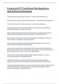 Fresenius PCT Final Exam Test Questions with All Correct Answers&period;