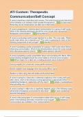 ATI Custom Therapeutic Communication-Self Concept 2024 Questions with answers
