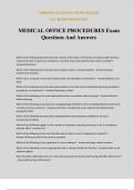 MEDICAL OFFICE PROCEDURES Exam Questions And Answers