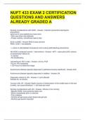 NUFT 433 EXAM 2 CERTIFICATION QUESTIONS AND ANSWERS ALREADY GRADED A 