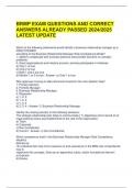 BRMP EXAM QUESTIONS AND CORRECT ANSWERS ALREADY PASSED 2024&sol;2025 LATEST UPDATE 