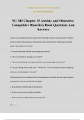 NU 345 Chapter 15 Anxiety and Obsessive- Compulsive Disorders Book Questions And Answers