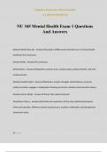 NU 345 Mental Health Exam 1 Questions And Answers