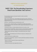 NSPN 7150- The Breastfeeding Experience Final Exam Questions And Answers