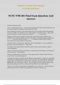 NCSU NTR 401 Final Exam Questions And Answers