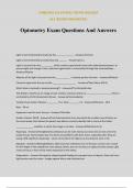 Optometry Exam Questions And Answers