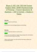 Exam 2&colon; NU 136 &sol; NU136 &lpar;Latest Update 2025 &sol; 2026&rpar; Fundamentals of Nursing &vert; Correct Questions & Answers &vert; 100 &percnt; Correct &vert; Grade A - Galen