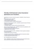 Florida 2-20 General Lines Insurance Questions &n Answers