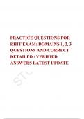 PRACTICE QUESTIONS FOR RHIT EXAM&colon; DOMAINS 1&comma; 2&comma; 3 QUESTIONS AND CORRECT DETAILED &sol; VERIFIED ANSWERS LATEST UPDATE