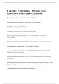 FSE 214 - Pathology - Module Five questions with correct answers