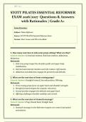STOTT PILATES ESSENTIAL REFORMER EXAM 2026&sol;2027 &vert; Questions & Answers with Rationales &vert; Spring Tensions&comma; Exercise Orders&comma; Muscle Targets & Breathing &vert; Verified Solutions &vert; Grade A&plus; &vert; Complete Study Guide