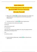 FACE REALITY   Exam Tested Questions Reviewed And  Revised With Correct Answers   Already Passed&excl;&excl; 