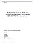 NURS 520 Midterm Study Guide Questions And Answers Latest Update 2024-2024 Verified Answers A&plus;