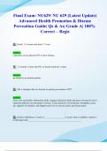 Final Exam&colon; NU629&sol; NU 629 &lpar;Latest 2024&sol; 2025 Update&rpar; Advanced Health Promotion & Disease Prevention Guide&vert; Qs & As&vert; Grade A&vert; 100&percnt; Correct &lpar;Verified Answers&rpar; &ndash; Regis